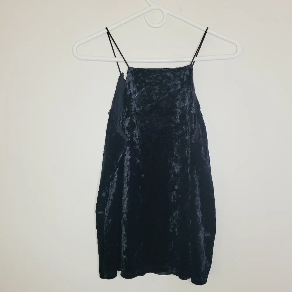 Wayf Velvet Top Womens Medium Black Sexy Lace Fall Wednesday Adams Classy Chic - Picture 2 of 10